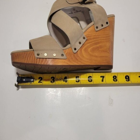 JOIE Taupe Cecilia 4.5" Wedge Sandals Women's Size 7 Buckle Closure - Picture 2 of 12